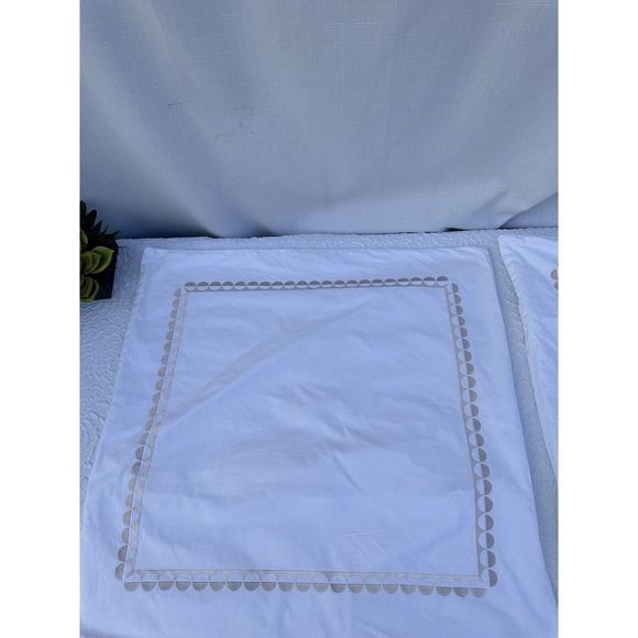 Serena & Lily White 100% Cotton EMBROIDERED Geometric Pillow Shams Set Of 2 - Picture 6 of 7
